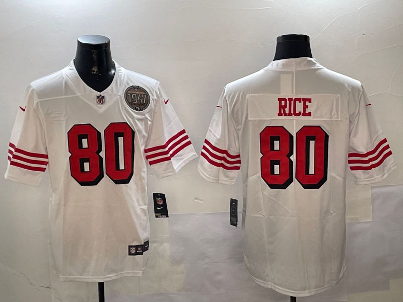 Men San Francisco 49ers #80 Rice White Throwback 2024 Nike Limited NFL Jersey style 01041->san francisco 49ers->NFL Jersey